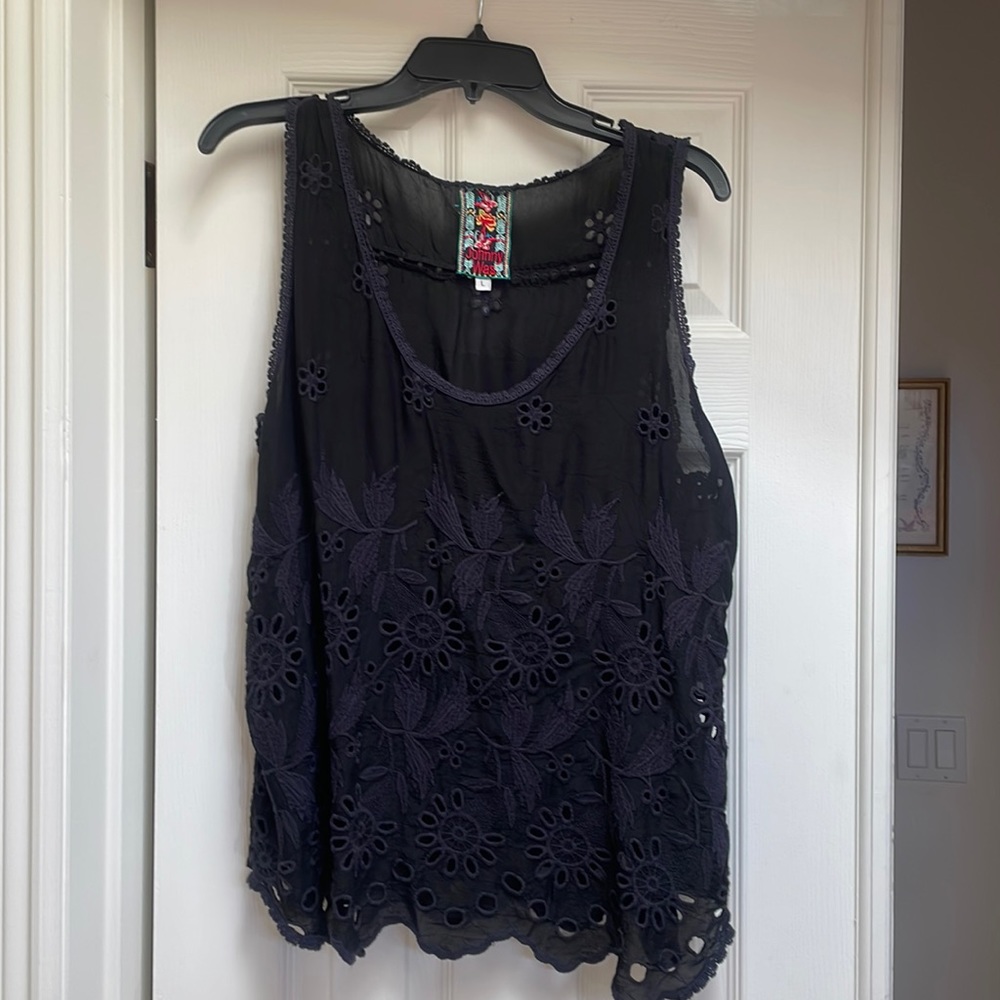 Johnny Was floral eyelet tank top.  Size Large
